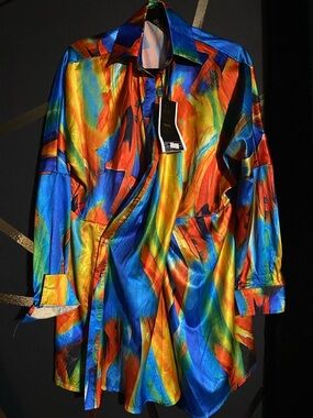 Women’s Multicolor Abstract Satin Shirt